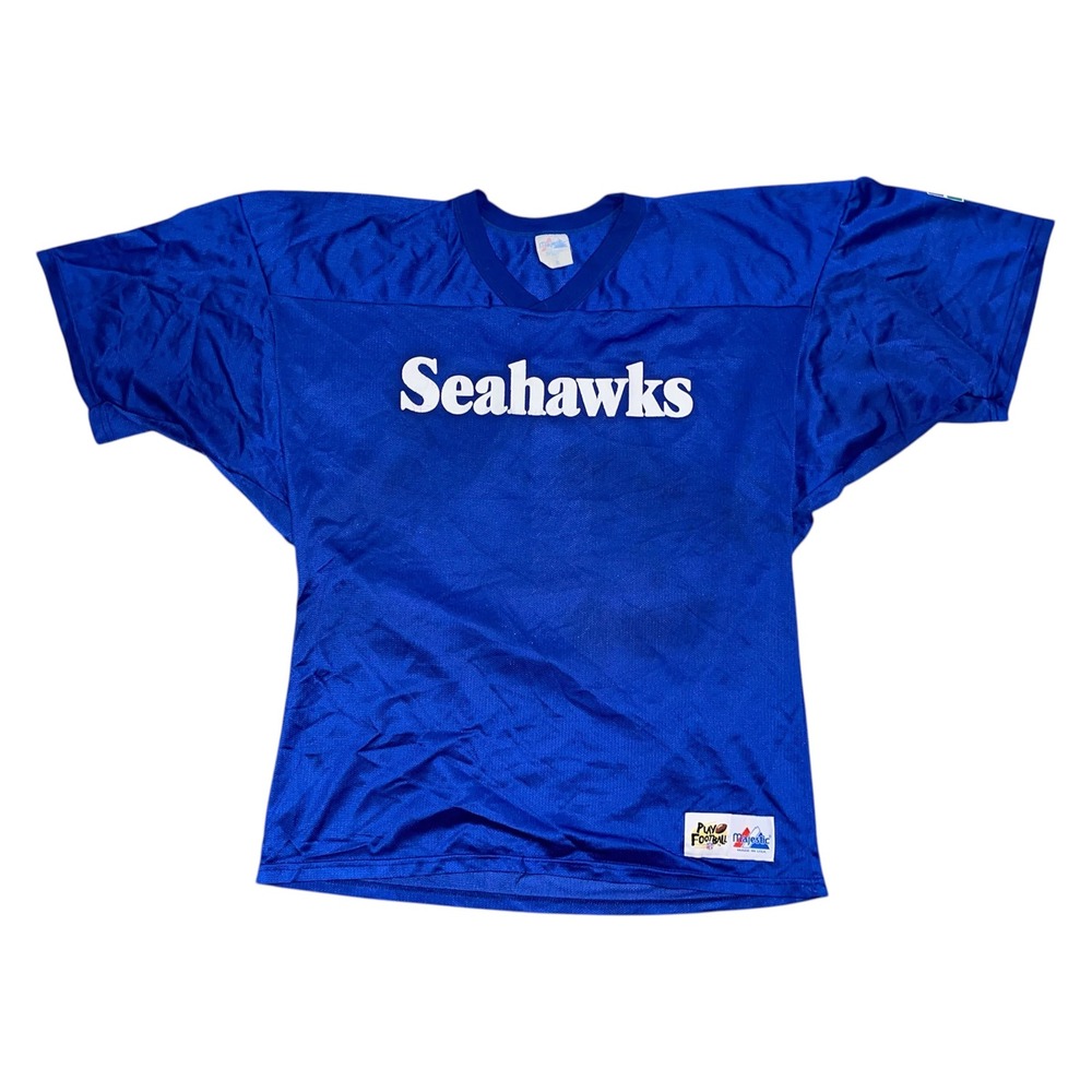 Vintage Majestic‎ Seattle Seahawks NFL Jersey Mens XL Blue Made in USA Mesh